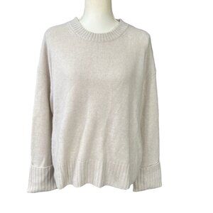 Jason Wu Wide Cuff 100% Cashmere Crewneck Sweater in Oatmeal Size Medium